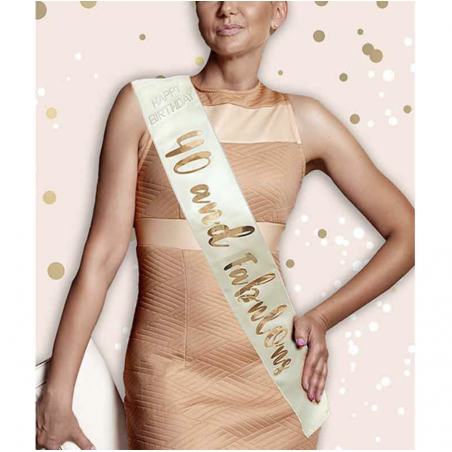 Cream 40th Birthday Sash