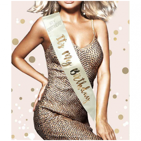 Cream It's My Birthday Sash