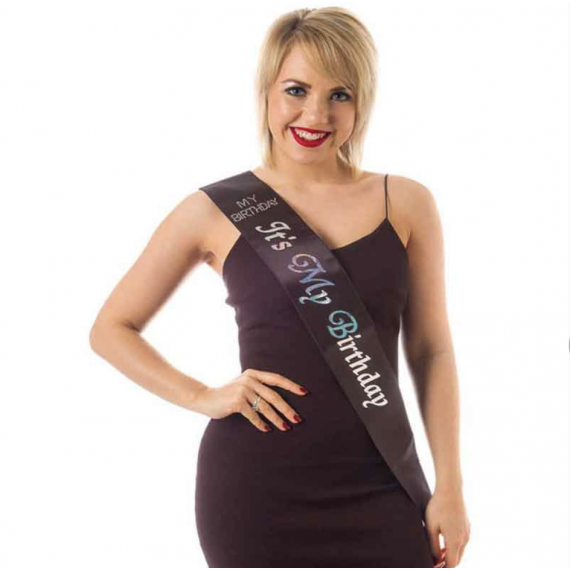 Black It's My Birthday Sash