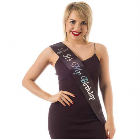 Black It's My Birthday Sash
