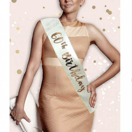 Cream 60th Birthday Sash