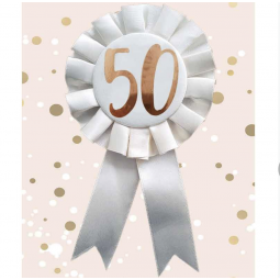 Cream 50th Birthday Rosette