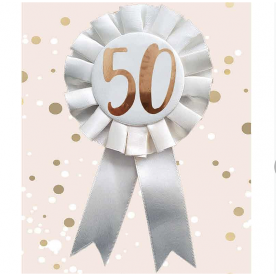 Cream 50th Birthday Rosette