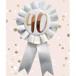 Cream 40th Birthday Rosette