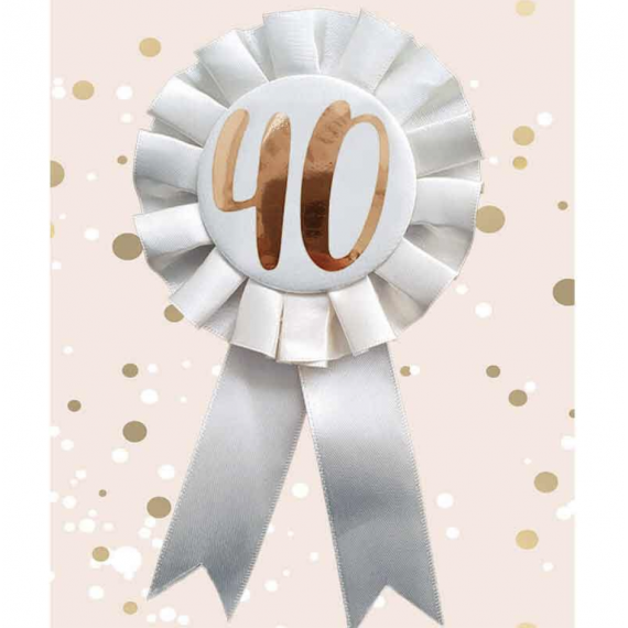 Cream 40th Birthday Rosette