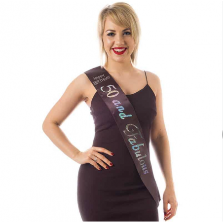 Black 50th Birthday Sash