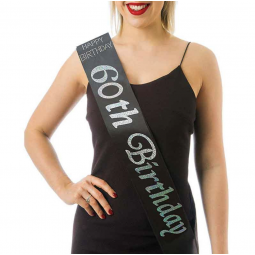 Black 60th Birthday Sash