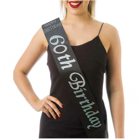 Black 60th Birthday Sash