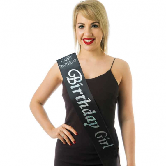Black Birthday Girl Sash