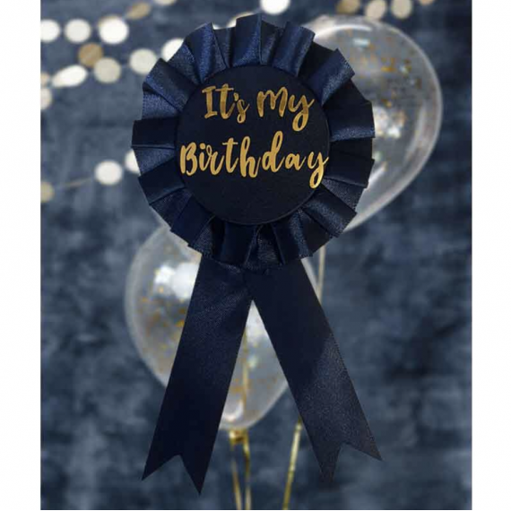 Navy It's My Birthday Rosette