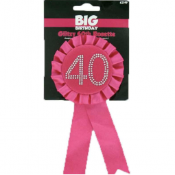 Hot Pink 40th Birthday Rosette