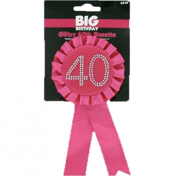 Hot Pink 40th Birthday Rosette
