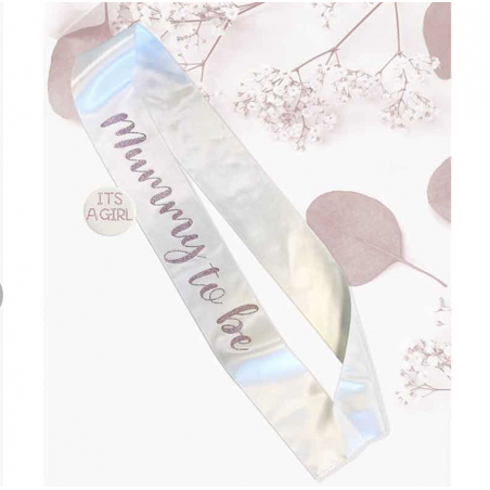 White and Pink Mummy To Be Sash and Badge