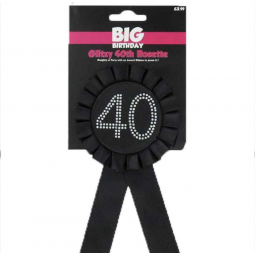 Black 40th Birthday Rosette
