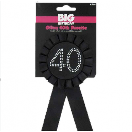Black 40th Birthday Rosette