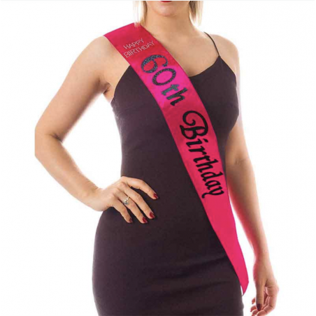 Hot Pink 60th Birthday Sash