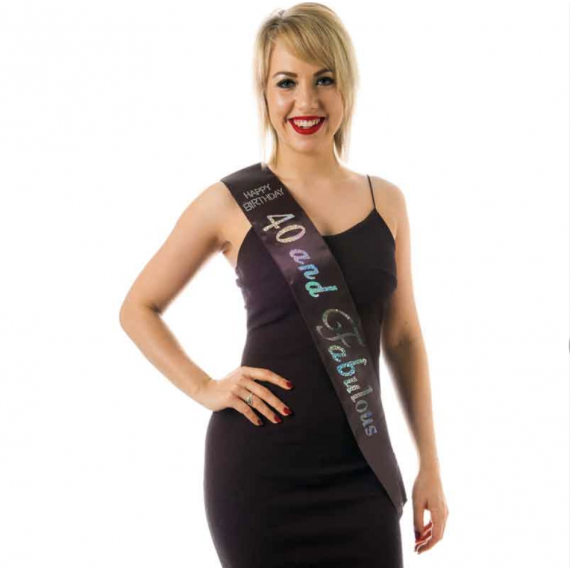 Black 40th Birthday Sash