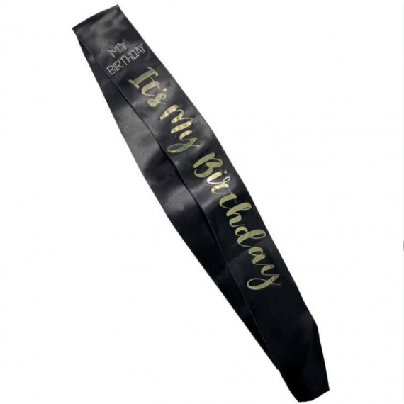 Black It's My Birthday Sash