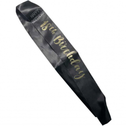 Black 18th Birthday Sash