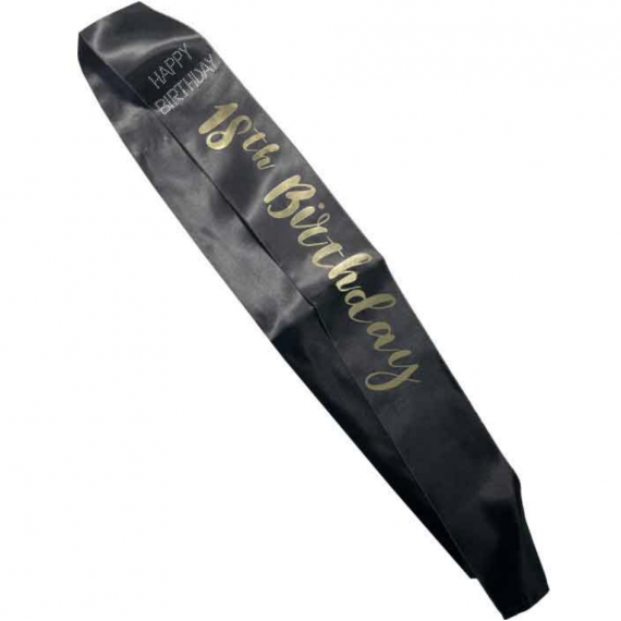 Black 18th Birthday Sash