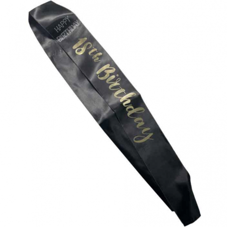 Black 18th Birthday Sash