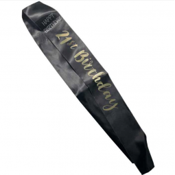 Black 21st Birthday Sash