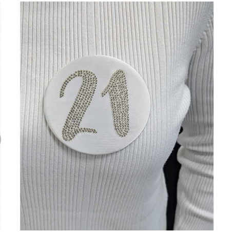 White Age 21 Big Badge