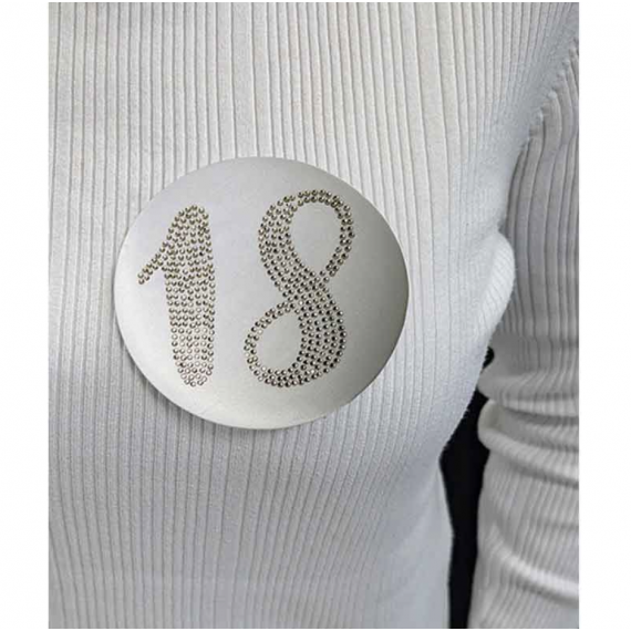 White Age 18 Big Badge