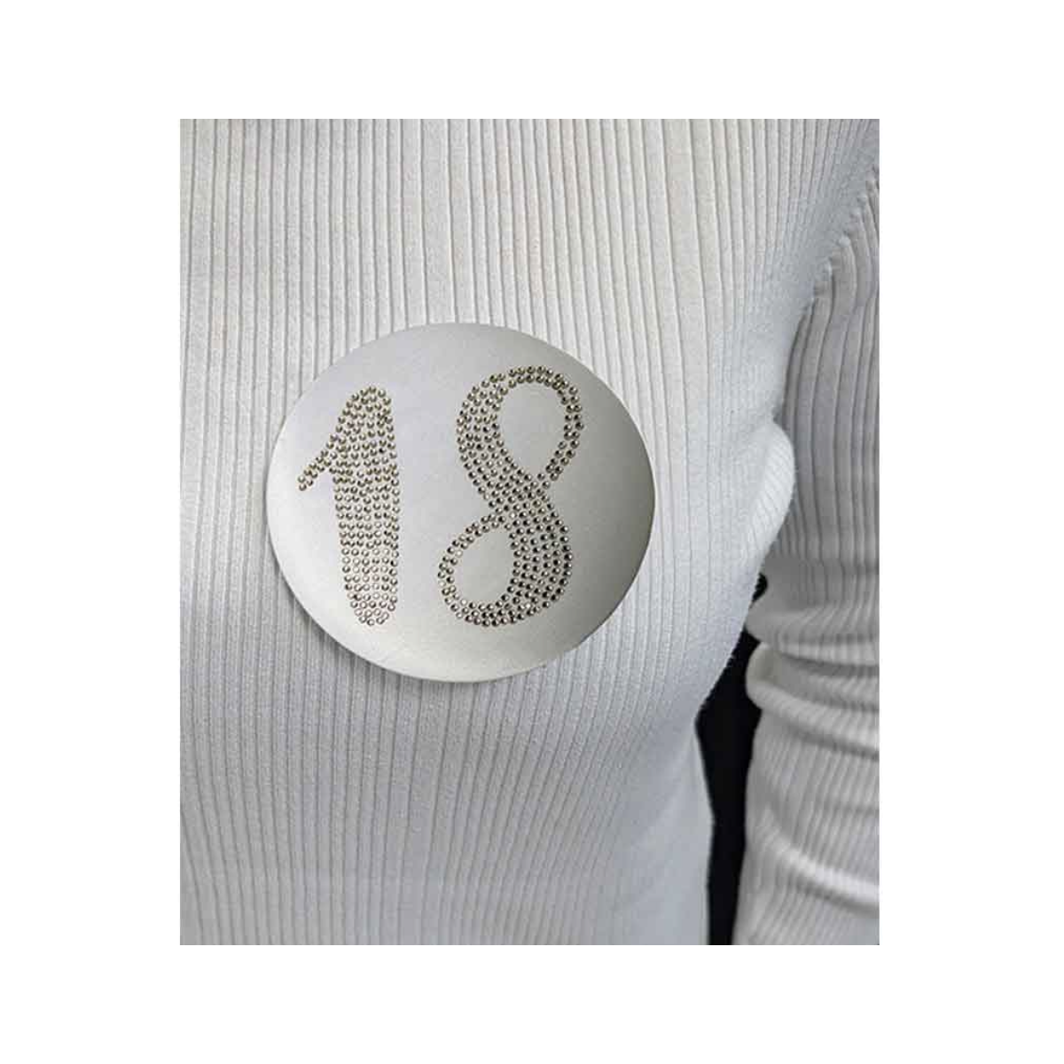White Age 18 Big Badge