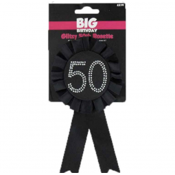 Black 50th Birthday Rosette