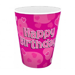 Pink Happy Birthday Paper Cups