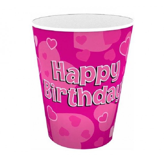 Pink Happy Birthday Paper Cups