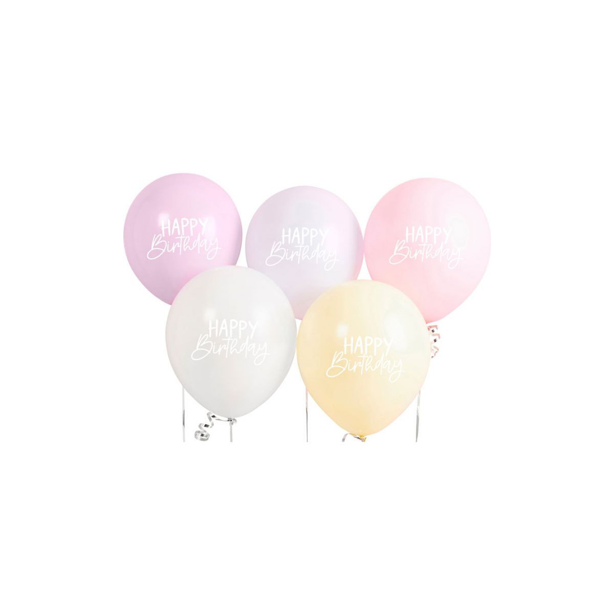 Pastel Happy Birthday Latex Balloons - Inflation Options
