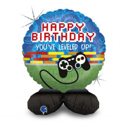 Gaming Happy Birthday Air Filled Foil Balloon - Inflated