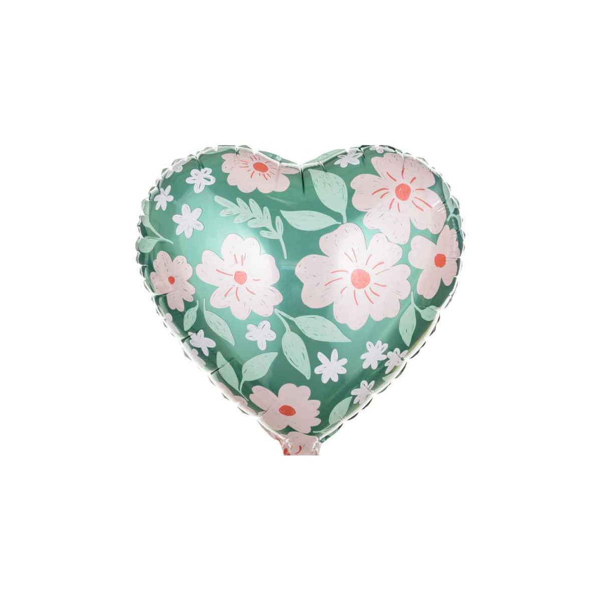 Flower Print Heart Foil Balloon - Inflated Flower Print Heart Foil Balloon - Inflated