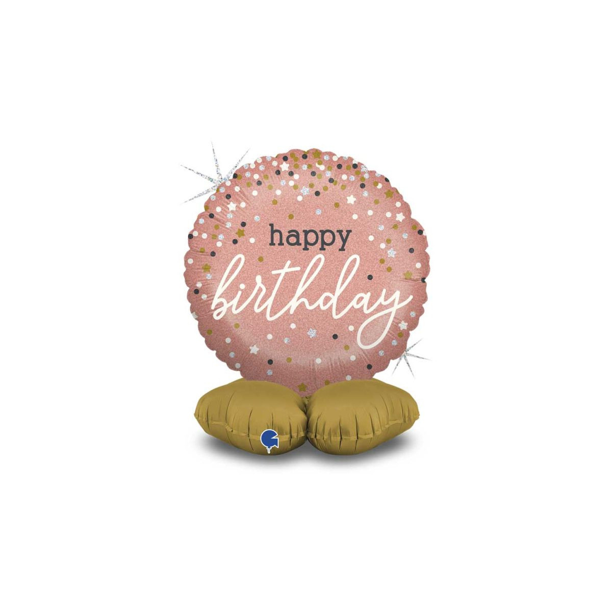 Rose Gold Happy Birthday Air Filled Foil Balloon - Inflated