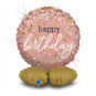 Rose Gold Happy Birthday Air Filled Foil Balloon - Inflated
