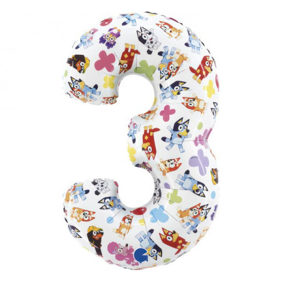 Bluey Supershape Number 3 Foil Balloon - Inflated