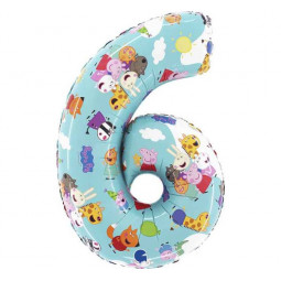 Peppa Pig Supershape Number 6 Foil Balloon - Inflated