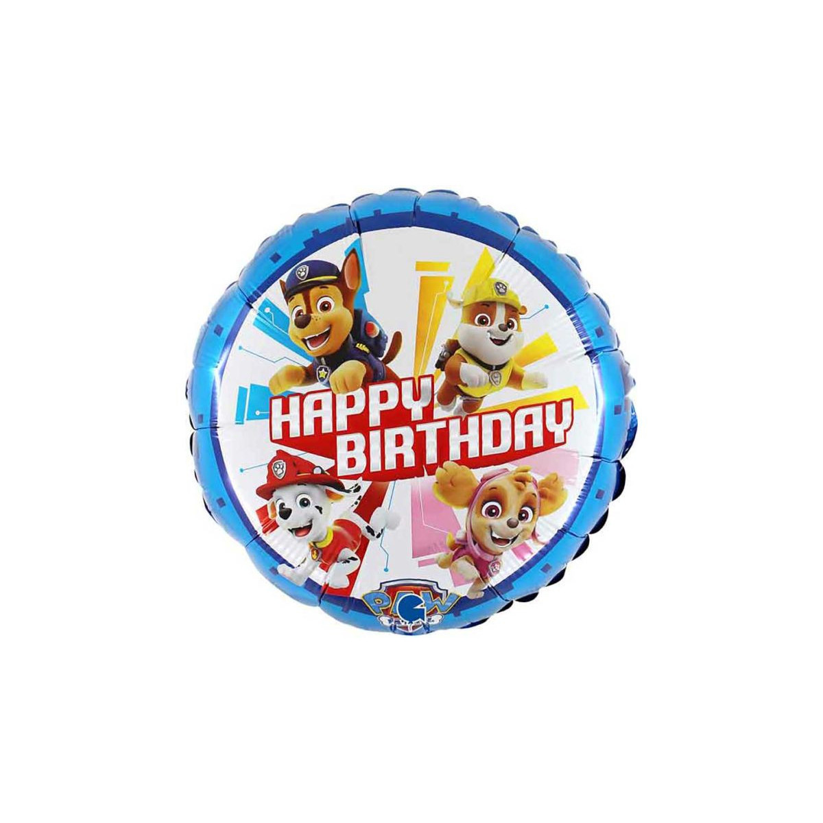 Paw Patrol Happy Birthday Round Foil Balloon - Inflated