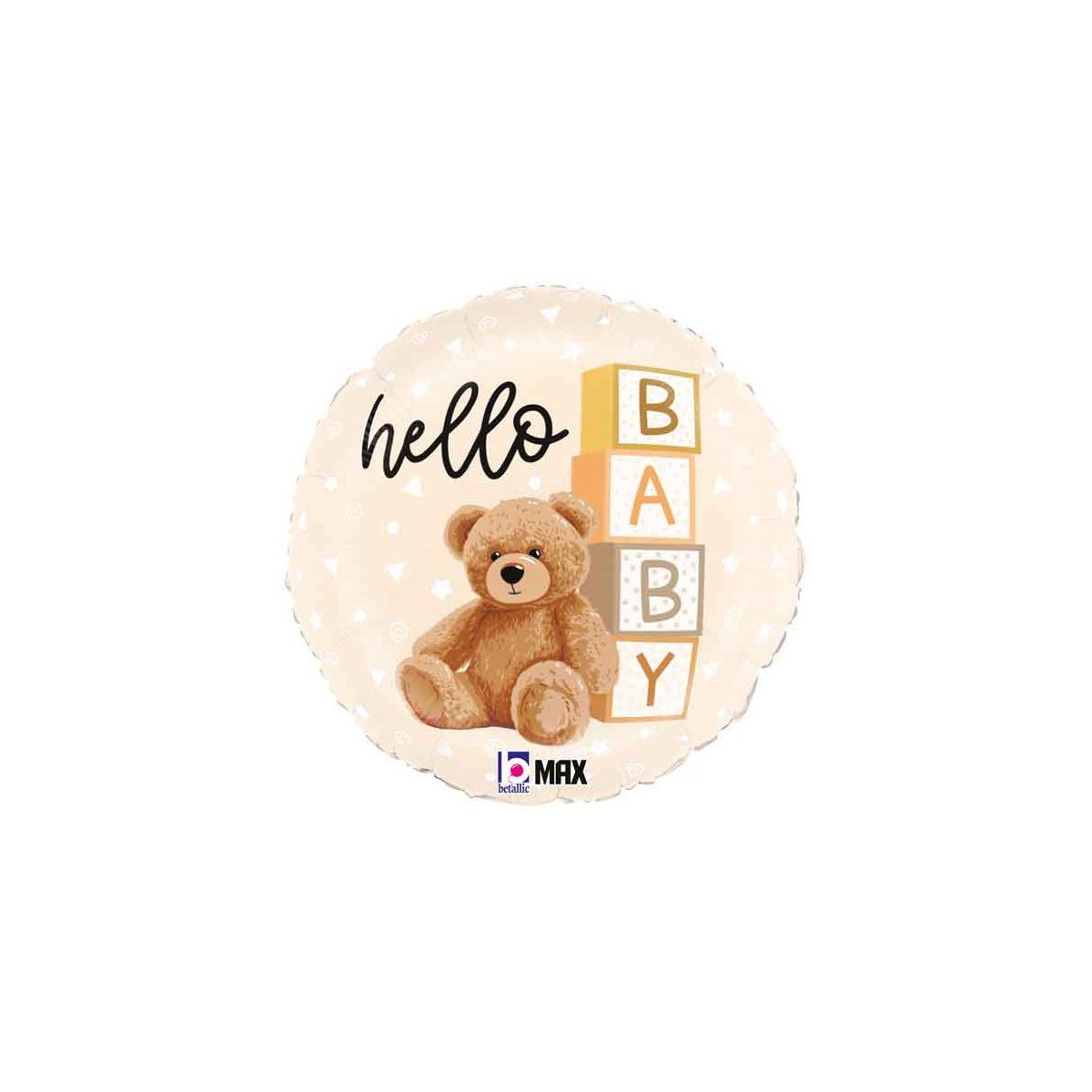 Teddy bear Hello Baby Round Foil Balloon - Inflated Teddy bear Hello Baby Round Foil Balloon - Inflated