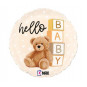Teddy bear Hello Baby Round Foil Balloon - Inflated Teddy bear Hello Baby Round Foil Balloon - Inflated