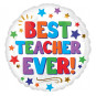 Best Teacher Ever Round Foil Balloon - Inflated Best Teacher Ever Round Foil Balloon - Inflated