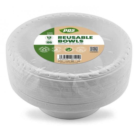 White Plastic Bowls - 100 Pack White Plastic Bowls - 100 Pack