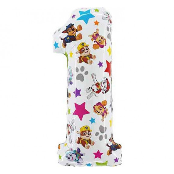 Paw Patrol Supershape Number 1 Foil Balloon - Inflated