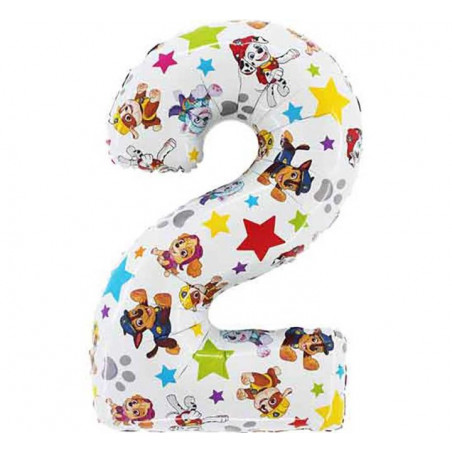 Paw Patrol Supershape Number 2 Foil Balloon - Inflated