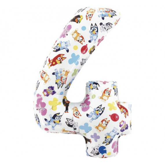 Bluey Supershape Number 4 Foil Balloon - Inflated