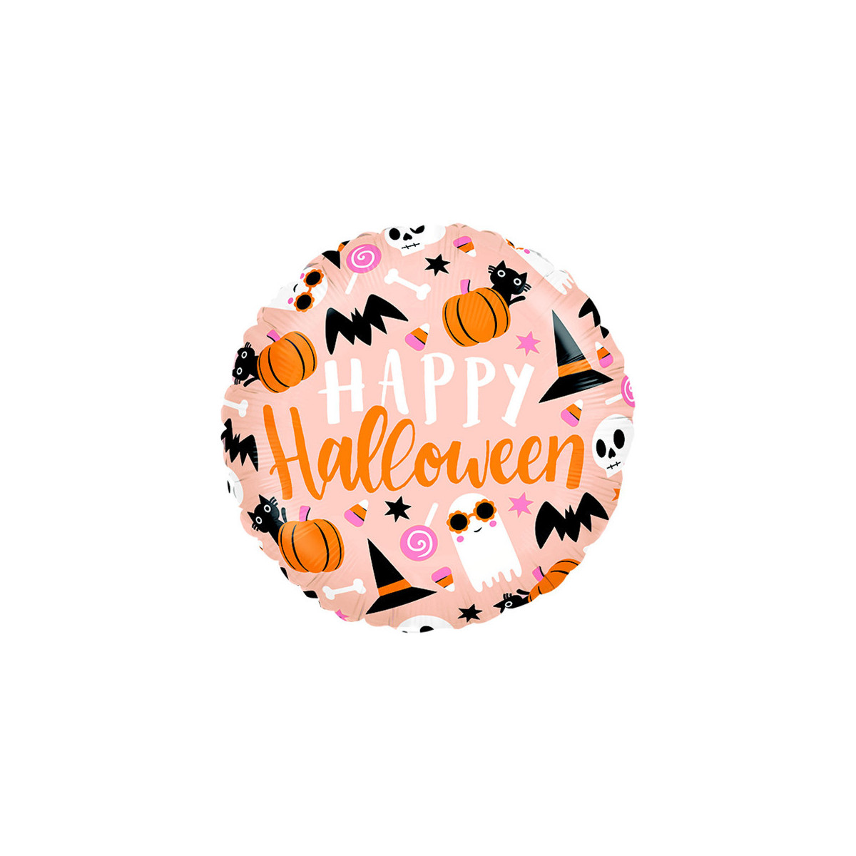 Happy Halloween Cute Icons Round Foil Balloon - Inflated Happy Halloween Cute Icons Round Foil Balloon - Inflated