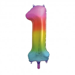 Rainbow Giant Number Supershape Foil Balloons - Numbers 0 - 9 - Inflated