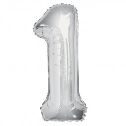 Silver Giant Number Supershape Foil Balloons - Numbers 0 - 9 - Inflated